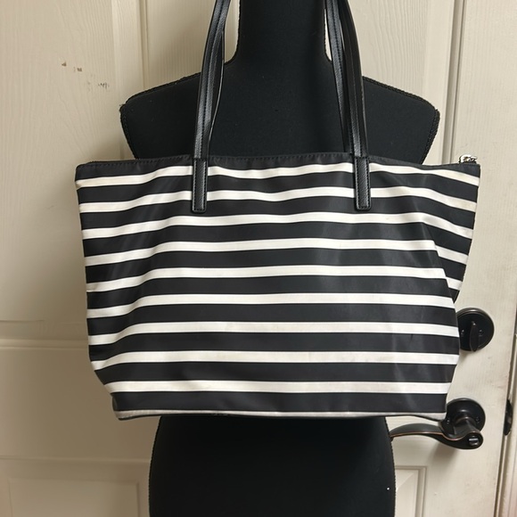 Kate Spade Hayden Sailing Stripe Top Zip Tote, 9"h x 11.5"w x 5"d, Nylon, EUC - Picture 4 of 10